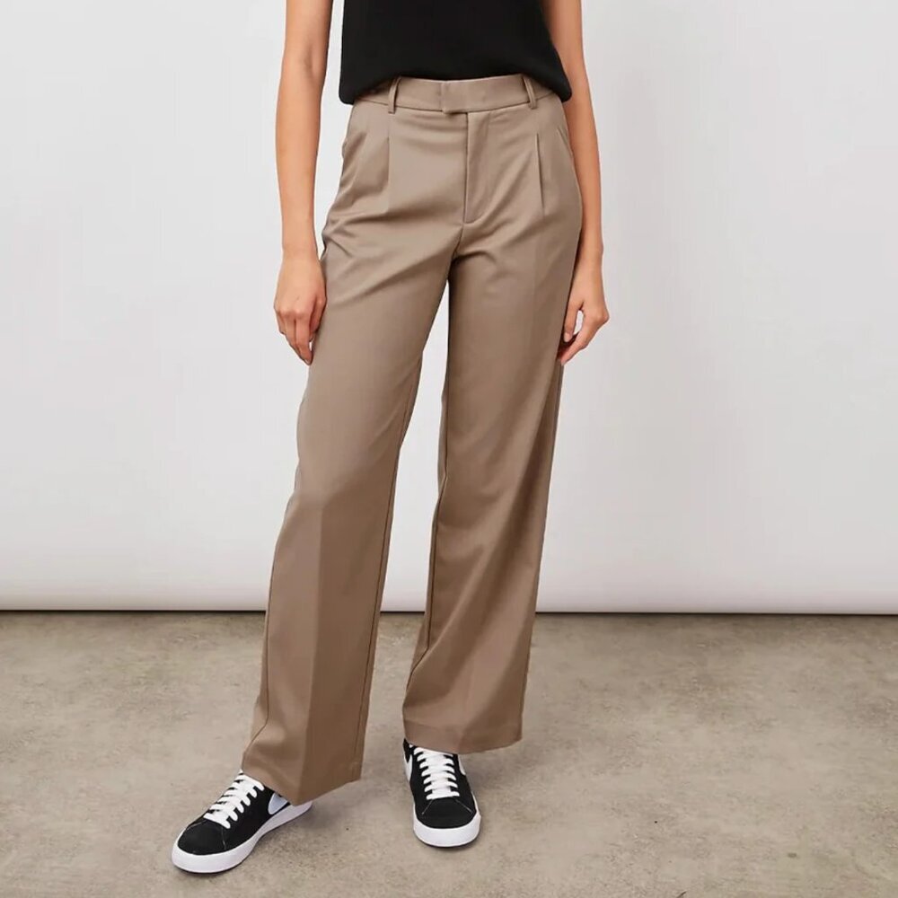 Rails Marnie Pants Straight Leg Trouser Pleated in Fawn Brown